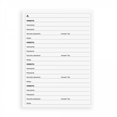 'A' Grade Web Password and Internet Address Notebook A6
